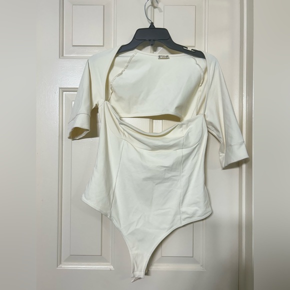 NWOT Free People Everly Square Neck Bodysuit off white - Picture 3 of 8